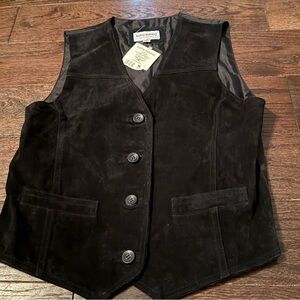 Kathy Ireland Black Suede Vest 100% Leather